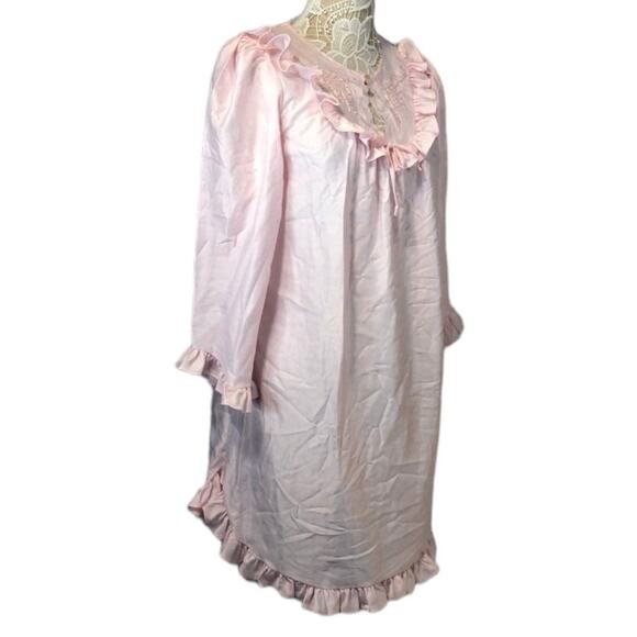 American Vintage ELISSIA nightgown with ruffles & embroidery in pink size small - Picture 6 of 12